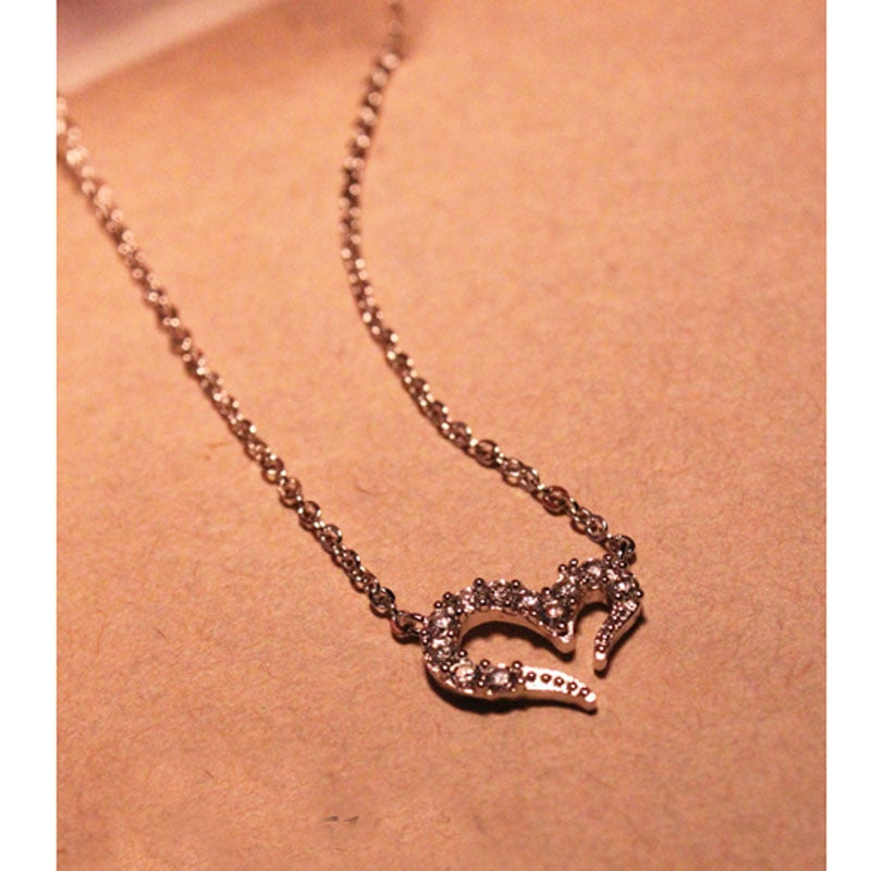Heart Necklace - New Fashion Hot Sale Gold Silver Small Crystal Cute Love Heart Necklace #1786447