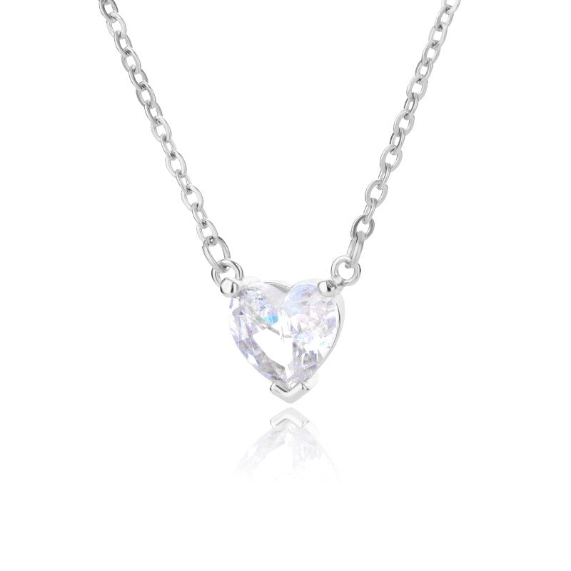 Heart Necklace for Women Stainless Steel Gold Color CZ Pendant Necklace Korean Cute Crystal Couple Jewerly collier femme