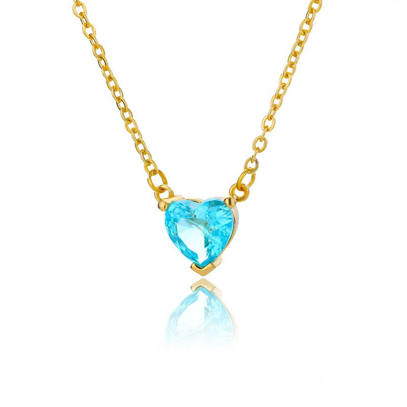 Heart Necklace for Women Stainless Steel Gold Color CZ Pendant Necklace Korean Cute Crystal Couple Jewerly collier femme