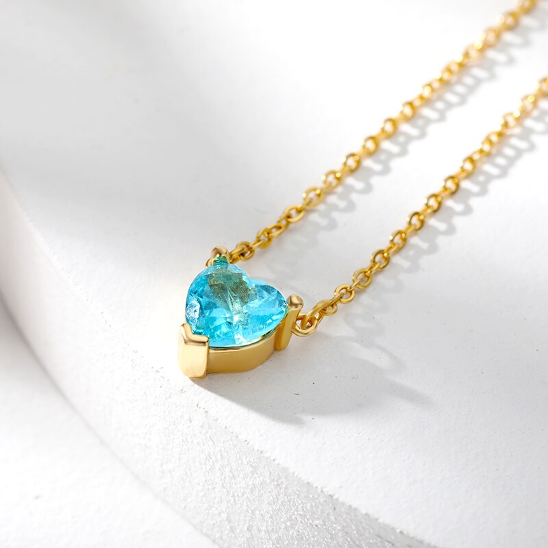 Heart Necklace for Women Stainless Steel Gold Color CZ Pendant Necklace Korean Cute Crystal Couple Jewerly collier femme