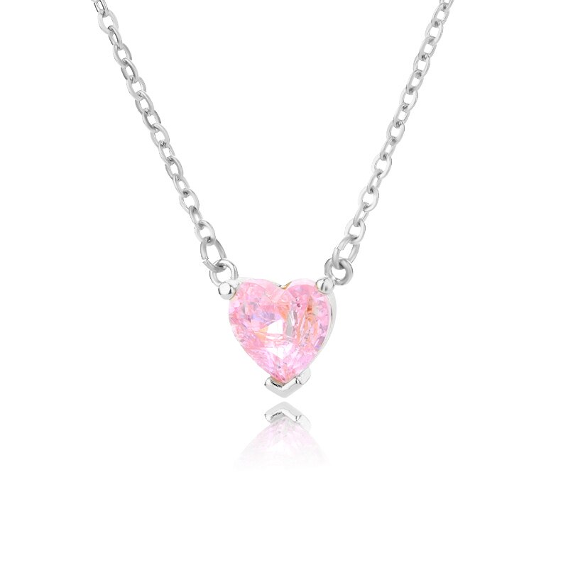 Heart Necklace for Women Stainless Steel Gold Color CZ Pendant Necklace Korean Cute Crystal Couple Jewerly collier femme