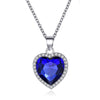 Heart Of Ocean Pendant Necklace Gift For GirlFriend Love Forever Women Blue Austrian Crystal Silver Plated Titanic Classic