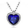 Heart Of Ocean Pendant Necklace Gift For GirlFriend Love Forever Women Blue Austrian Crystal Silver Plated Titanic Classic
