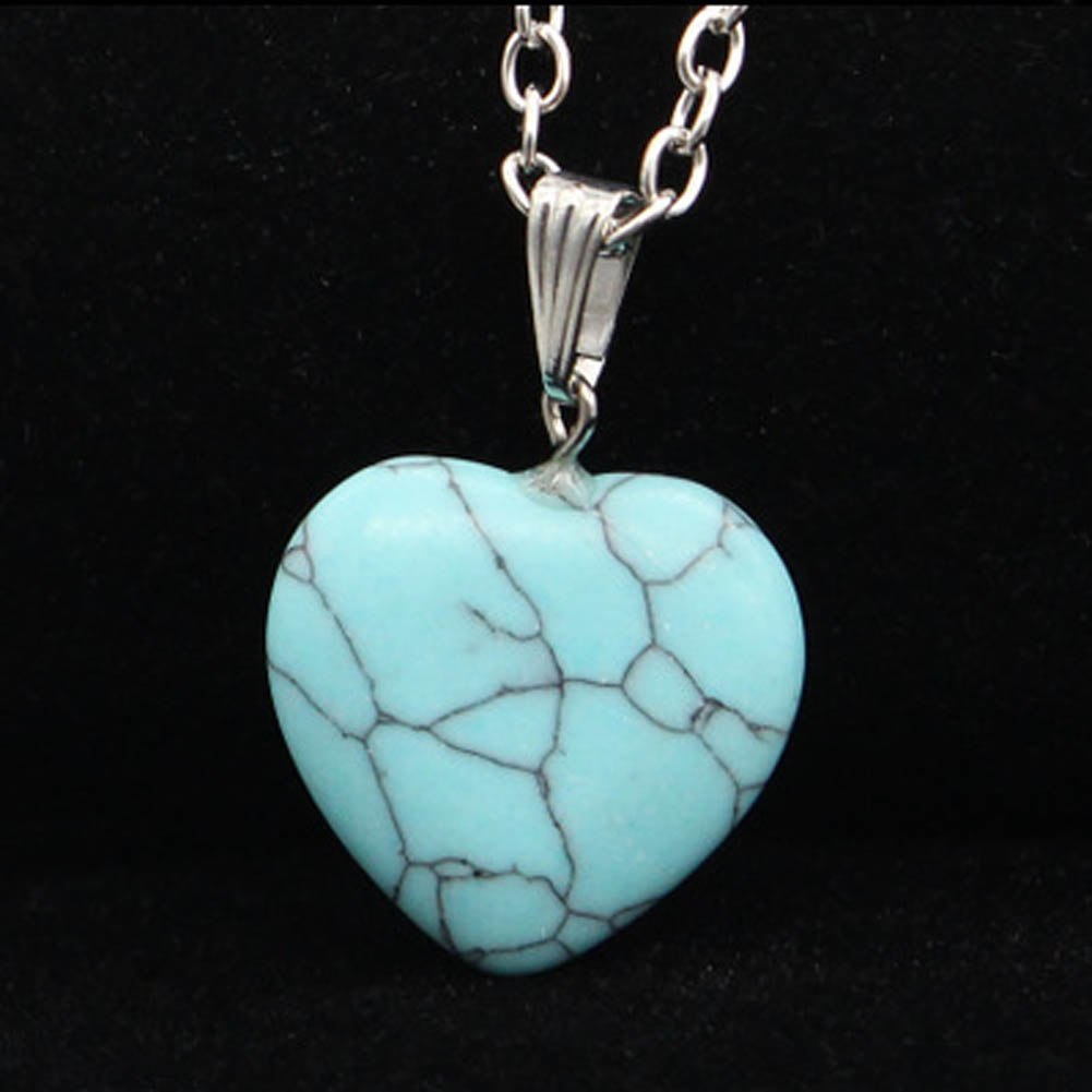 Heart Pendant Necklace Crystal Natural Stone Chain Necklace Fine Jewelry women