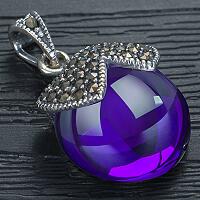 Heart Pendant Necklace Women 925 Sterling Silver Necklace Garnet Round Beads 14mm Natural Stone Men Pendant Jewelry Accessories