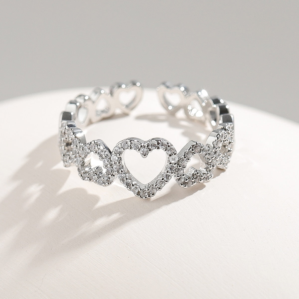 Heart Ring Gold Silver Color Adjustable Ring For Women Teens anillos mujer Jewelry Wedding Party Gifts 2022