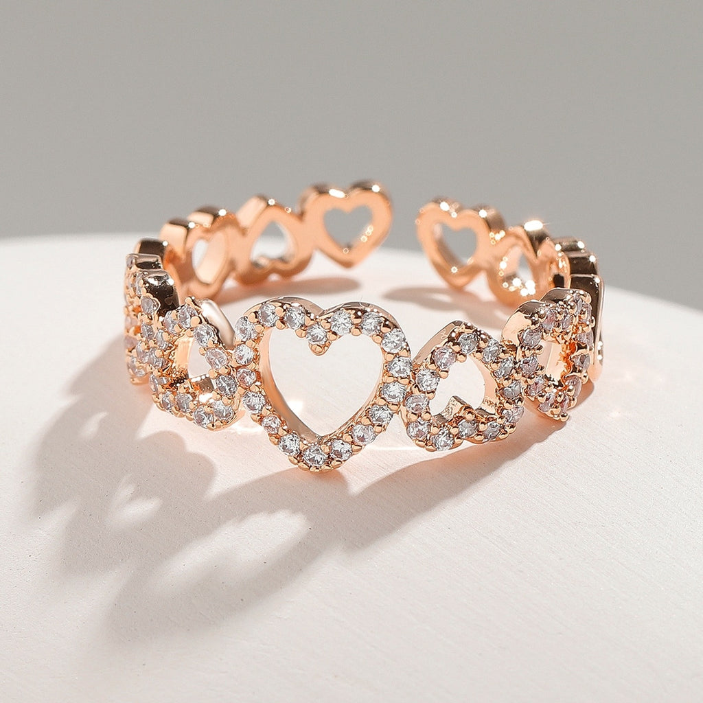 Heart Ring Gold Silver Color Adjustable Ring For Women Teens anillos mujer Jewelry Wedding Party Gifts 2022