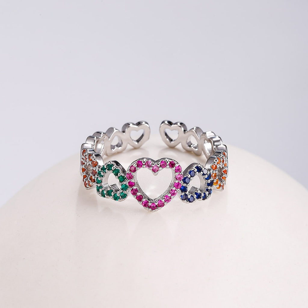 Heart Ring Gold Silver Color Adjustable Ring For Women Teens anillos mujer Jewelry Wedding Party Gifts 2022