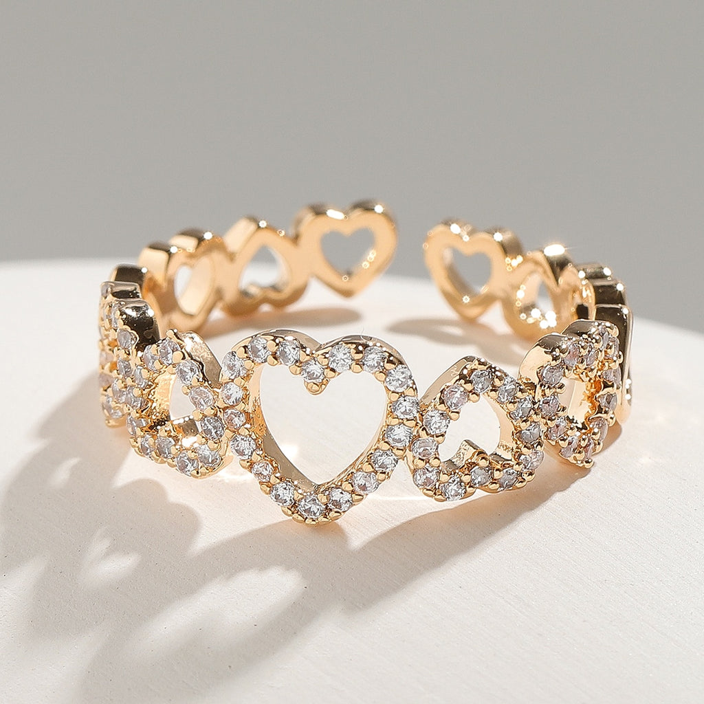Heart Ring Gold Silver Color Adjustable Ring For Women Teens anillos mujer Jewelry Wedding Party Gifts 2022