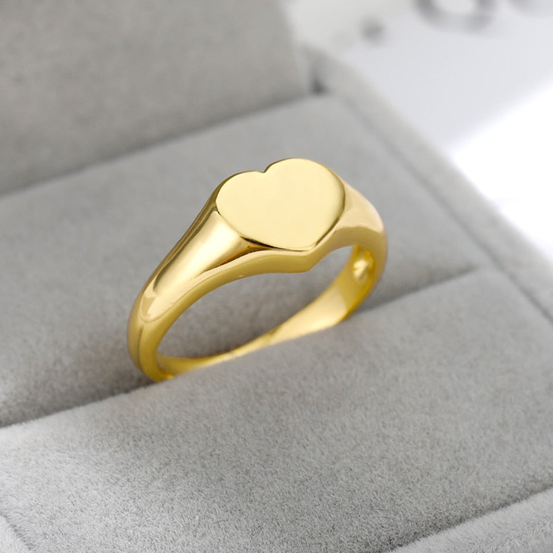 Heart Rings For Women Stainless Steel Gold Color Female Ring Wedding Band 2023 Trend Jewelry Couple Gifts Bijoux Femme