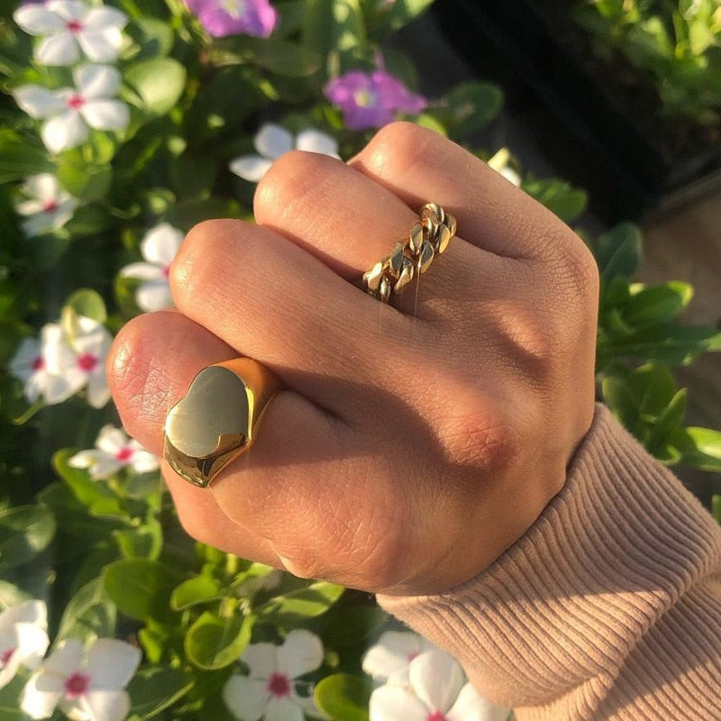 Heart Rings For Women Stainless Steel Gold Color Female Ring Wedding Band 2023 Trend Jewelry Couple Gifts Bijoux Femme