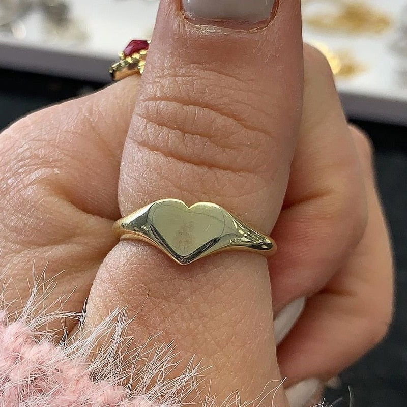 Heart Rings For Women Stainless Steel Gold Color Female Ring Wedding Band 2023 Trend Jewelry Couple Gifts Bijoux Femme