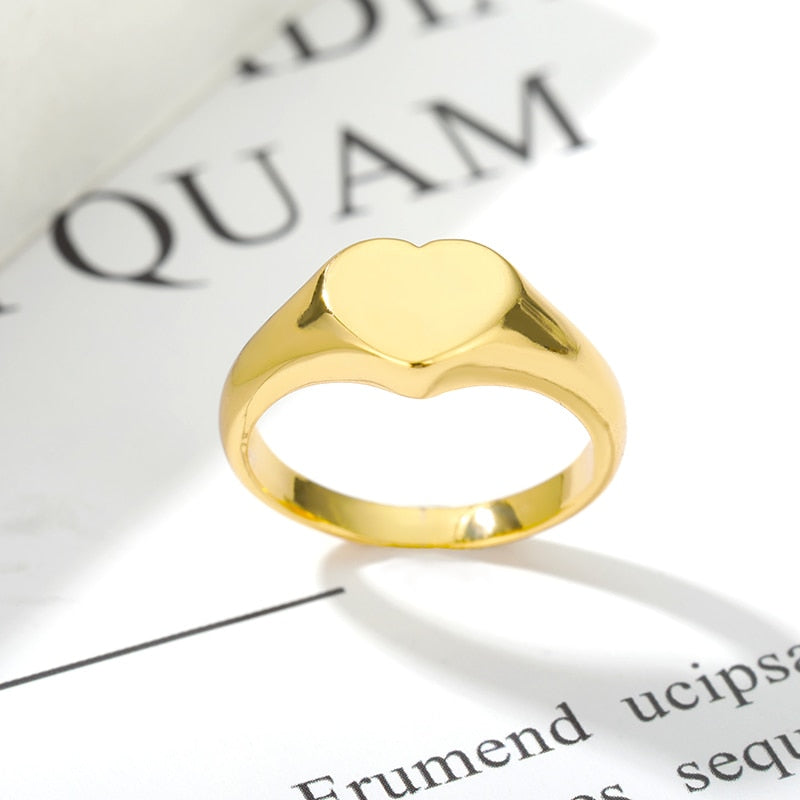 Heart Rings For Women Stainless Steel Gold Color Female Ring Wedding Band 2023 Trend Jewelry Couple Gifts Bijoux Femme