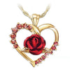 Heart Rose Pendant Necklaces for Women Girl Gold Color Chain Charm Crystal Female Jewelry Accessories Valentine's Day Gift