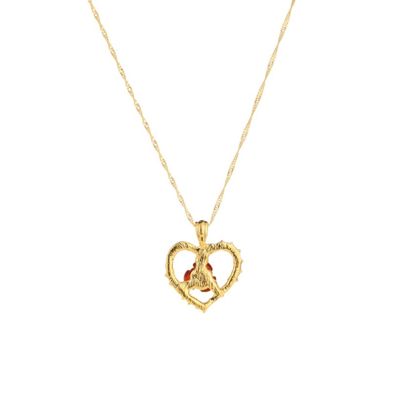 Heart Rose Pendant Necklaces for Women Girl Gold Color Chain Charm Crystal Female Jewelry Accessories Valentine's Day Gift