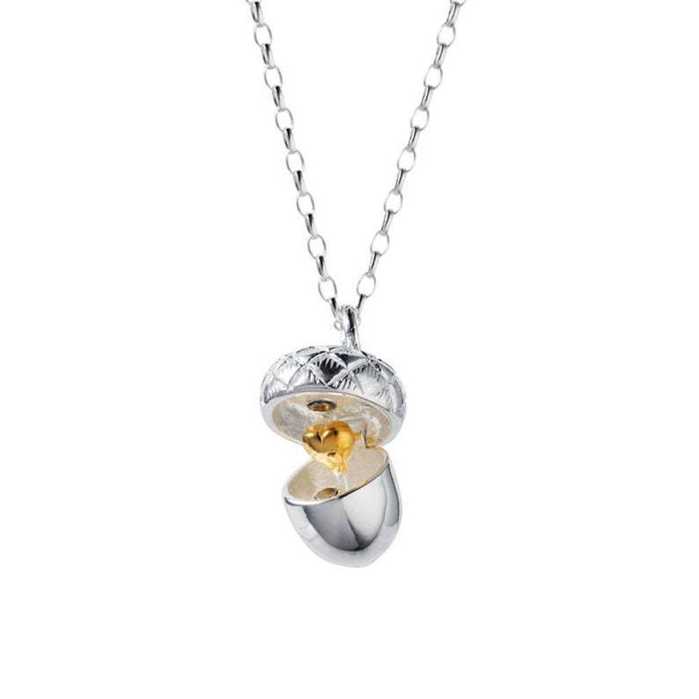 Heart Shape Acorn Necklace Can Open Pinecone Cone Box Women Girls Jewelry 2022 New
