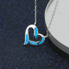 Heart Shape Blue Opal Stone 925 Sterling Silver Necklace Women Chain Necklaces Fine Jewelry Valentine's D Gifts(Lam Hub Fong)