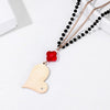 Heart Shape Pendant Long Chain Necklaces for Women Black Red Crystal Rose Gold Silvery Stainless Steel Love Necklace Jewelry New