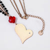 Heart Shape Pendant Long Chain Necklaces for Women Black Red Crystal Rose Gold Silvery Stainless Steel Love Necklace Jewelry New