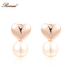 Heart Shape Stud Earrings Jewelry Gold/Rose Gold Color Circle Stud Earrings for Woman Simulated Pearl Earrings