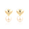 Heart Shape Stud Earrings Jewelry Gold/Rose Gold Color Circle Stud Earrings for Woman Simulated Pearl Earrings