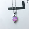Heart Shape White Fire Opal Pendant Necklace 925 Sterling Silver Romantic Wedding Fine Jewelry Best Gift For Wife(Lam Hub Fong)
