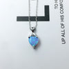 Heart Shape White Fire Opal Pendant Necklace 925 Sterling Silver Romantic Wedding Fine Jewelry Best Gift For Wife(Lam Hub Fong)