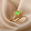 Heart Shaped Cubic Zirconia Rings for Women Stainless Steel Open Adjustable Ring Female Aesthetic Couple Jewelry Gift anillos