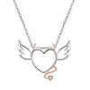 Heart Shaped Devil Angel Designed Necklace Double Color Neck Pendant Swing Clavicle Chain Necklace
