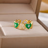 Heart Shaped Evil Eye Rings for Women Open Stainless Steel Zircon Ring Colorful Enamel Wedding Couple Aesthetic Jewelry anillos