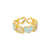 Heart Shaped Evil Eye Rings for Women Open Stainless Steel Zircon Ring Colorful Enamel Wedding Couple Aesthetic Jewelry anillos