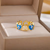 Heart Shaped Evil Eye Rings for Women Open Stainless Steel Zircon Ring Colorful Enamel Wedding Couple Aesthetic Jewelry anillos