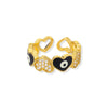 Heart Shaped Evil Eye Rings for Women Open Stainless Steel Zircon Ring Colorful Enamel Wedding Couple Aesthetic Jewelry anillos