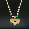Heart Stainless Steel Islam Colorful Turkey Eye Necklace Pendant Gold Color Muslim Choker Necklace Jewelry collar acero N5227S04