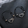 Heart-To-Heart Adjustable Bracelet Gold Silver Color Crystal Pendant Elastic Rope Bracelets For Woman Lover Jewelry Gift