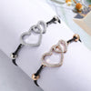 Heart-To-Heart Adjustable Bracelet Gold Silver Color Crystal Pendant Elastic Rope Bracelets For Woman Lover Jewelry Gift