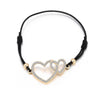 Heart-To-Heart Adjustable Bracelet Gold Silver Color Crystal Pendant Elastic Rope Bracelets For Woman Lover Jewelry Gift