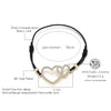 Heart-To-Heart Adjustable Bracelet Gold Silver Color Crystal Pendant Elastic Rope Bracelets For Woman Lover Jewelry Gift