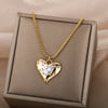 Heart Zircon Necklace for Women Stainless Steel Gold  Color Necklaces 2023 Trend Koeran Couple Jewelry collar