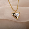 Heart Zircon Necklace for Women Stainless Steel Gold  Color Necklaces 2023 Trend Koeran Couple Jewelry collar