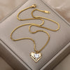 Heart Zircon Necklace for Women Stainless Steel Gold  Color Necklaces 2023 Trend Koeran Couple Jewelry collar
