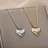 Heart Zircon Necklace for Women Stainless Steel Gold  Color Necklaces 2023 Trend Koeran Couple Jewelry collar
