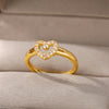 Heart Zircon Rings for Women Open Adjustable Stainless Steel Gold Color Ring Romantic Wedding Couple Aesthetic Jewelry anillos