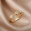 Heart Zircon Rings for Women Open Adjustable Stainless Steel Gold Color Ring Romantic Wedding Couple Aesthetic Jewelry anillos