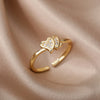 Heart Zircon Rings for Women Open Adjustable Stainless Steel Gold Color Ring Romantic Wedding Couple Aesthetic Jewelry anillos