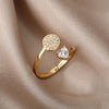 Heart Zircon Rings for Women Open Adjustable Stainless Steel Gold Color Ring Romantic Wedding Couple Aesthetic Jewelry anillos