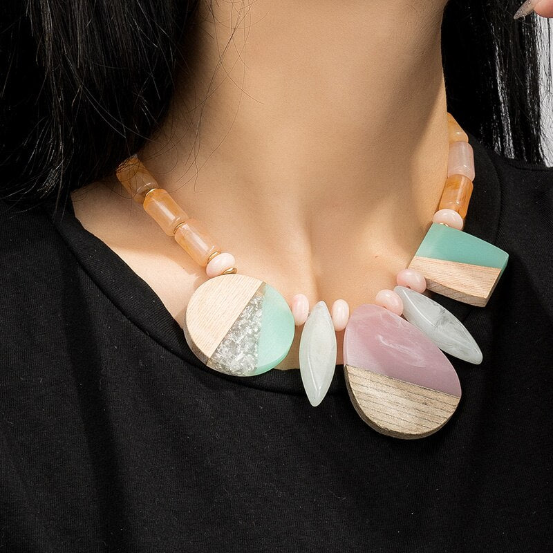 Heavy Bohemia Hyperbole Pendent choker For Girl Ethnic Jewelry Boho Necklace For Women Colorful Necklace