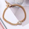 Heavy Thick Chain Bracelet For Woman CZ Cubic Zircon Stars Double Heart Love Round Portrait Bracelet Bangle Women Wedding Gift