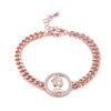 Heavy Thick Chain Bracelet For Woman CZ Cubic Zircon Stars Double Heart Love Round Portrait Bracelet Bangle Women Wedding Gift