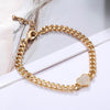 Heavy Thick Chain Bracelet For Woman CZ Cubic Zircon Stars Double Heart Love Round Portrait Bracelet Bangle Women Wedding Gift